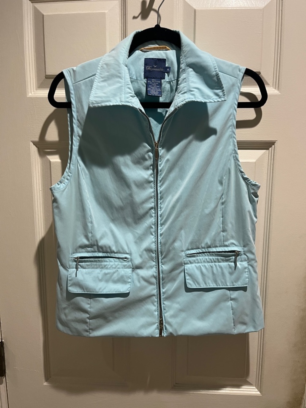 Faconnable Pale Blue Quilted Zip-Front Women's Vest